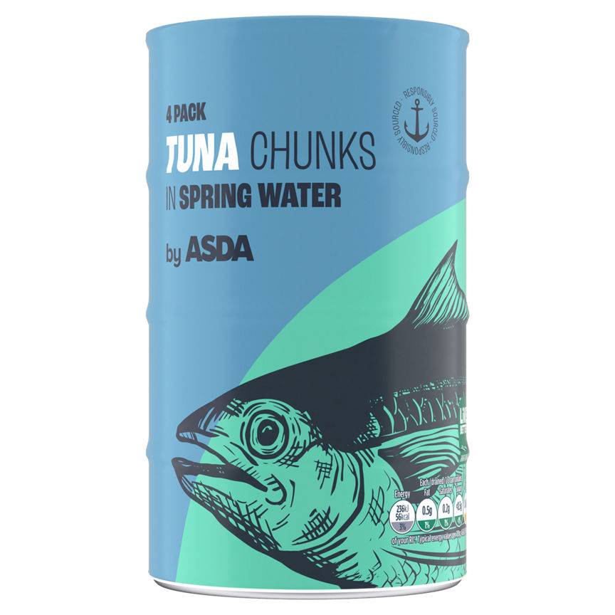 Asda Skipjack Tuna Chunks in Spring Water 4 X 145g