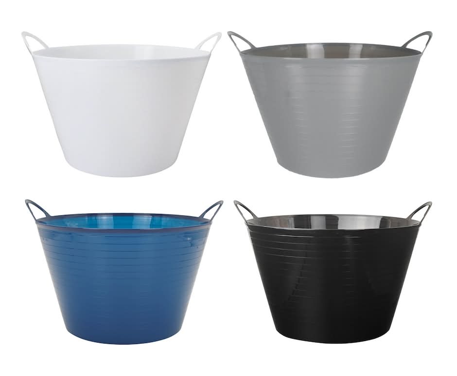 Flexible Plastic Storage Tubs With Handles, Assorted