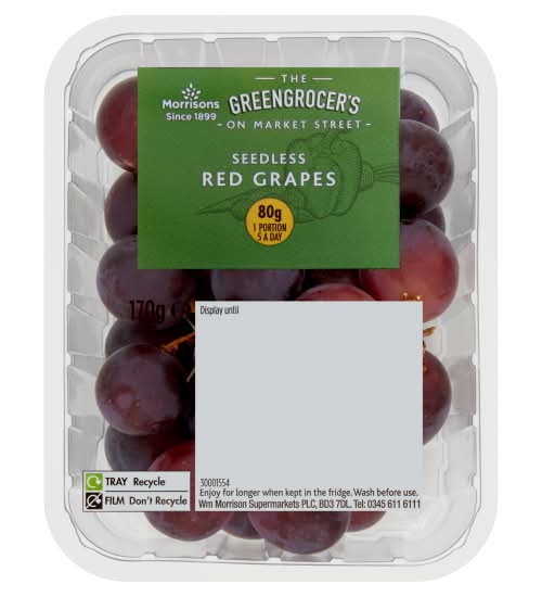 Morrisons The Greengrocer's on Market Street Seedless Red Grapes (170g)