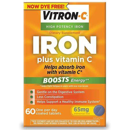 Vitron-C High Potency Iron Plus Vitamin C Tablets (60 ct)