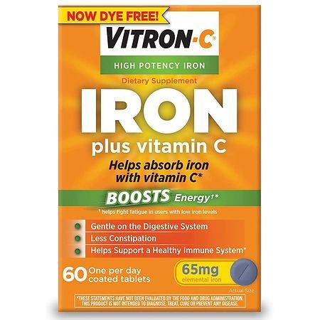 Vitron-C High Potency Iron Plus Vitamin C Tablets (1.76 oz)