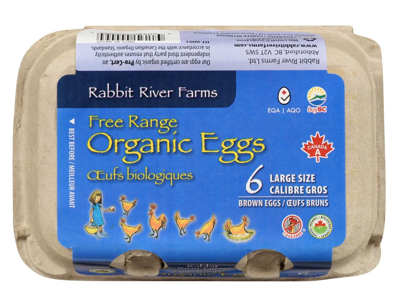 Rabbit River Farms Free Range Organic Eggs, L (6 ct)