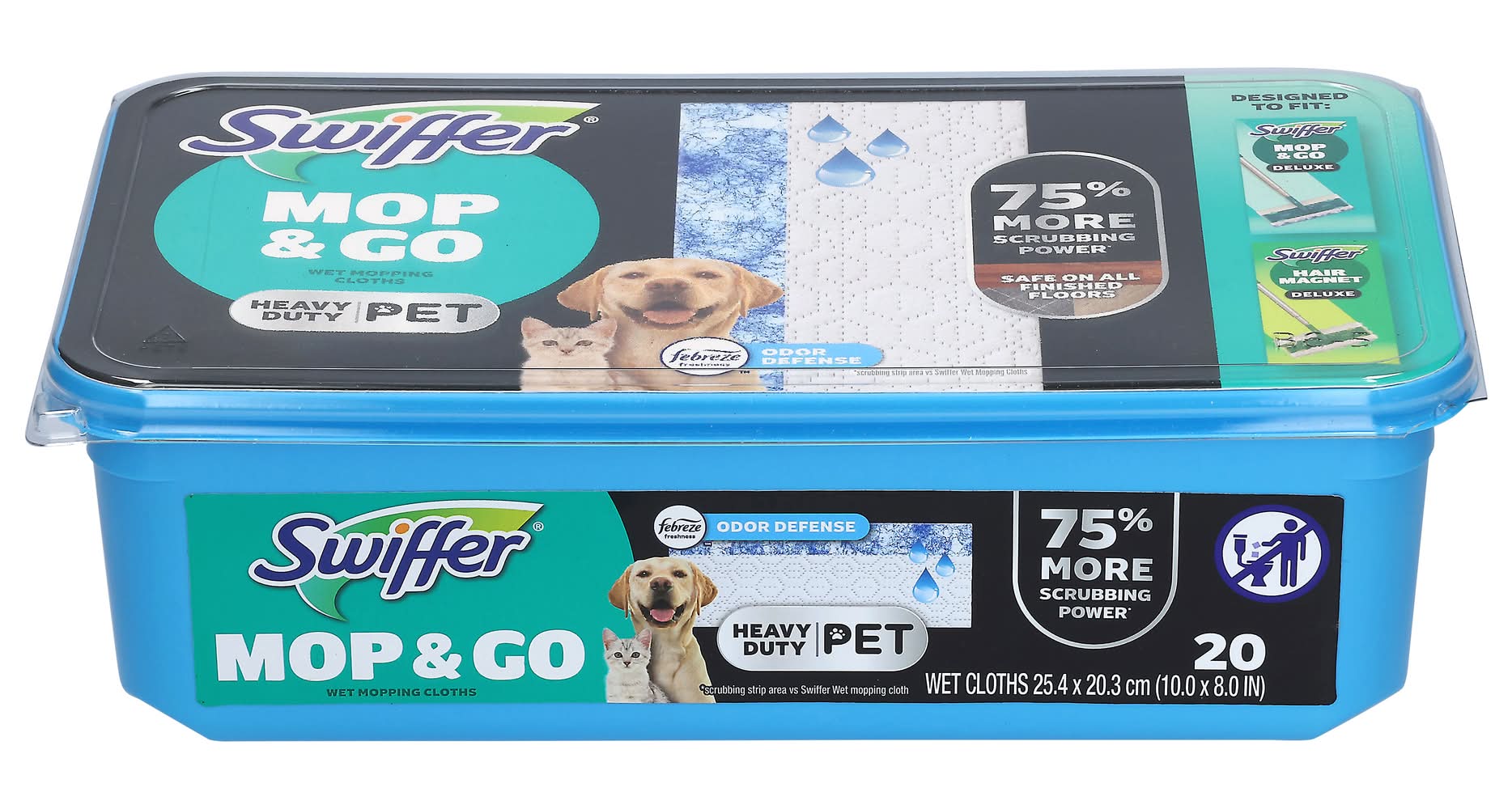 Swiffer Heavy Duty Pet Wet Mopping Cloth Refills, 10x8 in (3.2 oz, 20 ct)