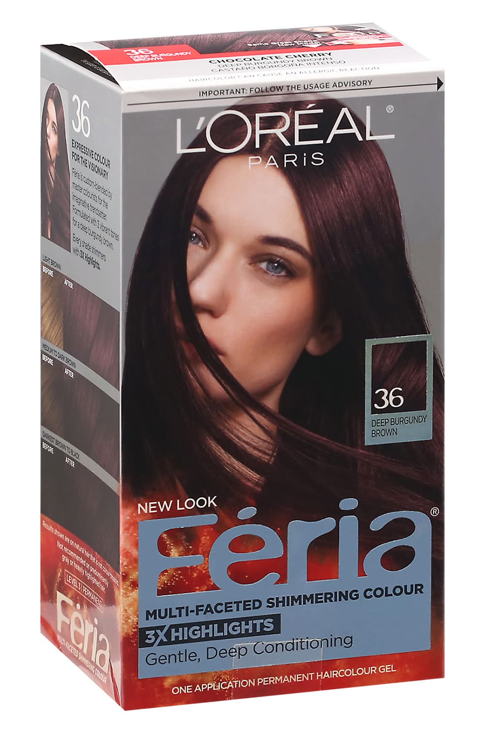 L'Oréal Feria Permanent Haircolour, 36 Deep Burgundy Brown (9.6 oz)