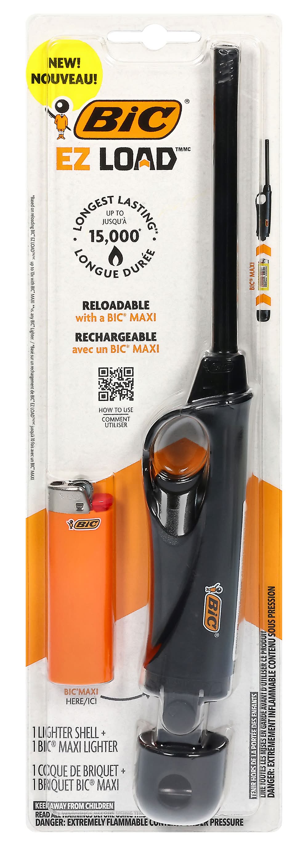 BiC Ez Load Reloadable Rechargeable Lighter Shell and Maxi Lighter