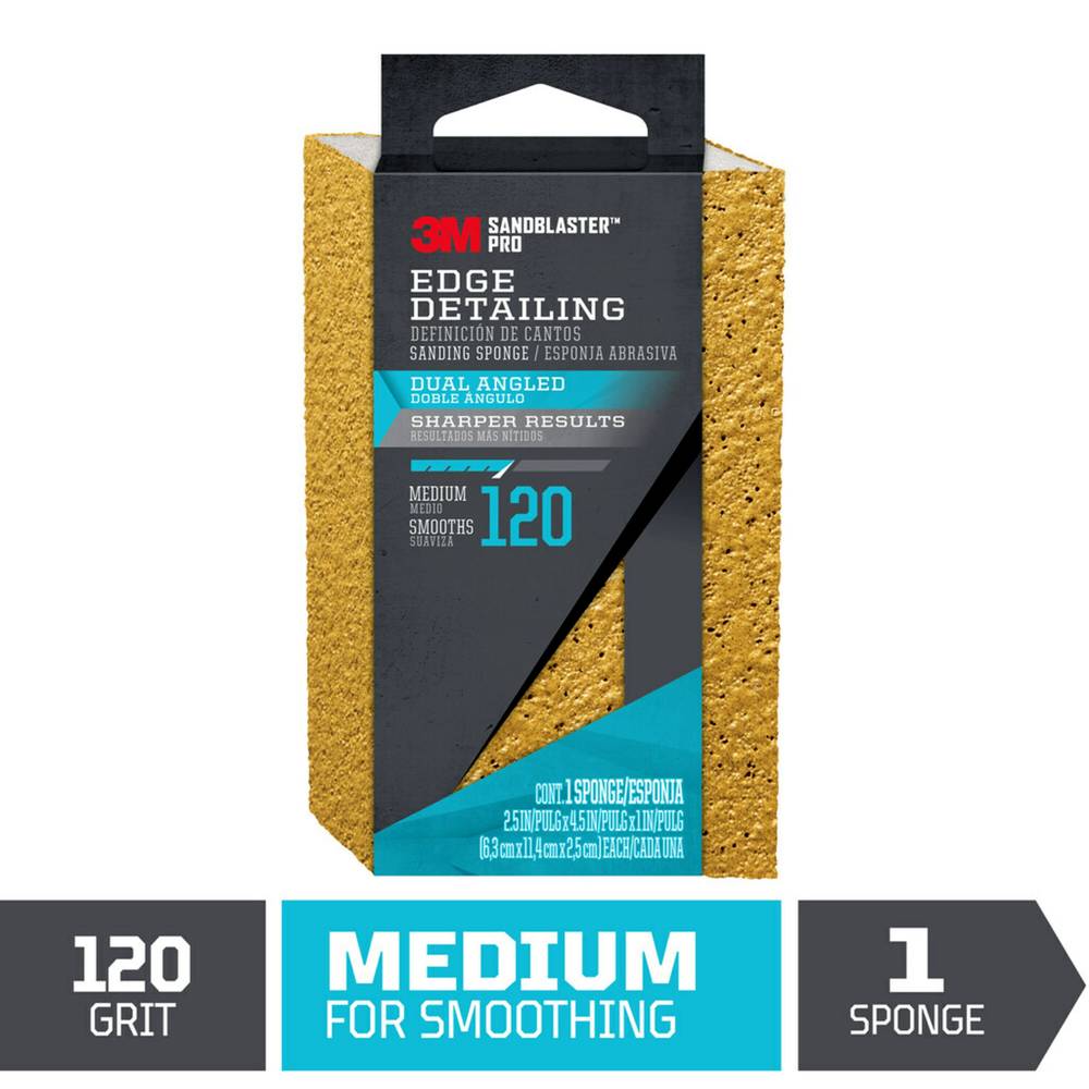 3M SandBlaster Pro Medium 120-Grit Sanding Sponge 2.5-in x 4.5-in | 9561-SP5