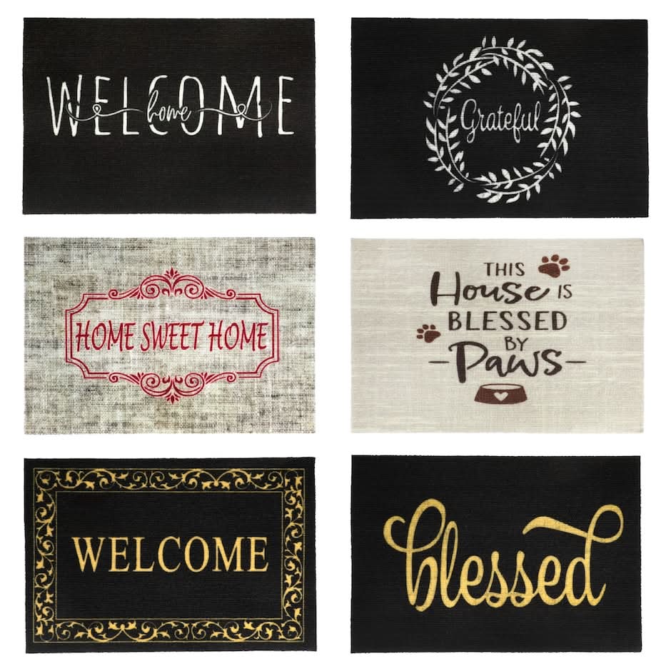 Home Collection Indoor & Outdoor Floor Mat, 15.6x23.6 in, Black