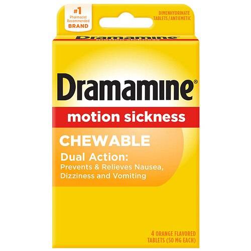 Dramamine Motion Sickness Relief Chewable Tablets Orange - 4.0 ea