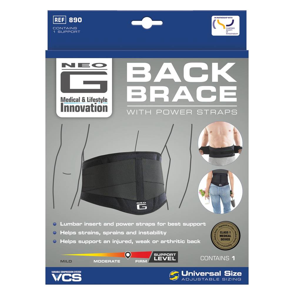 Neo G Back Brace with Power Straps, Adjustable Size