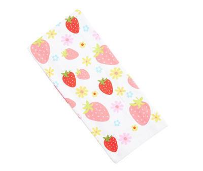White & Pink Strawberries Double-Sided Hand Towel