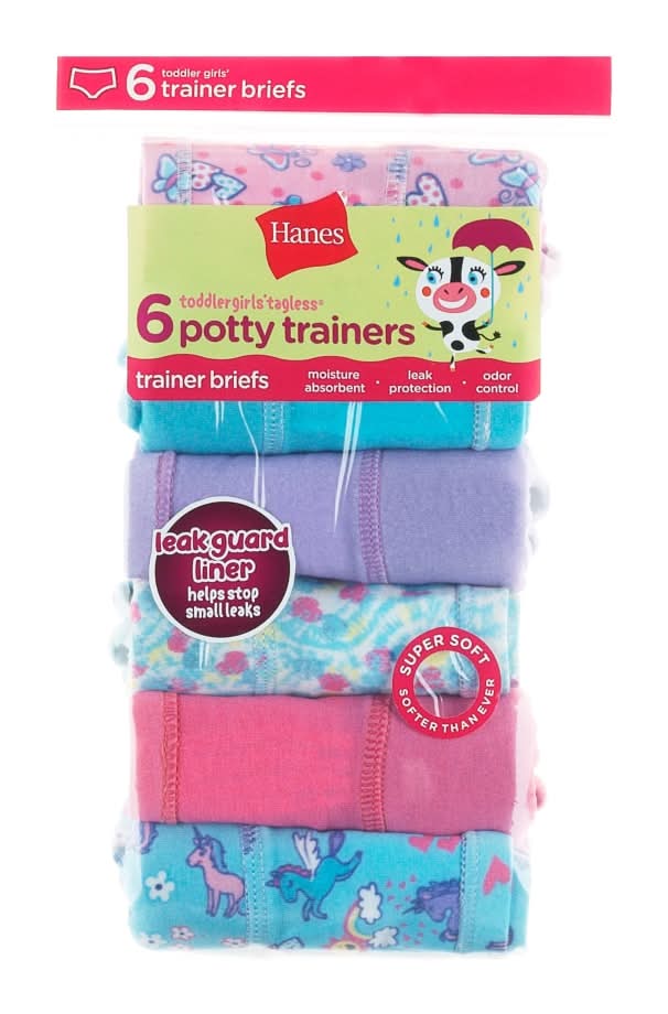 Hanes Toddler Girls Potty Trainer Briefs, 2T-3T, Assorted (6 ct)
