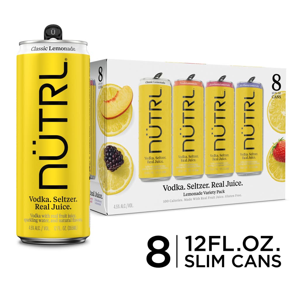 NÜTRL Vodka Hard Seltzer Lemonade Variety pack, Assorted (8 x 12 fl oz)