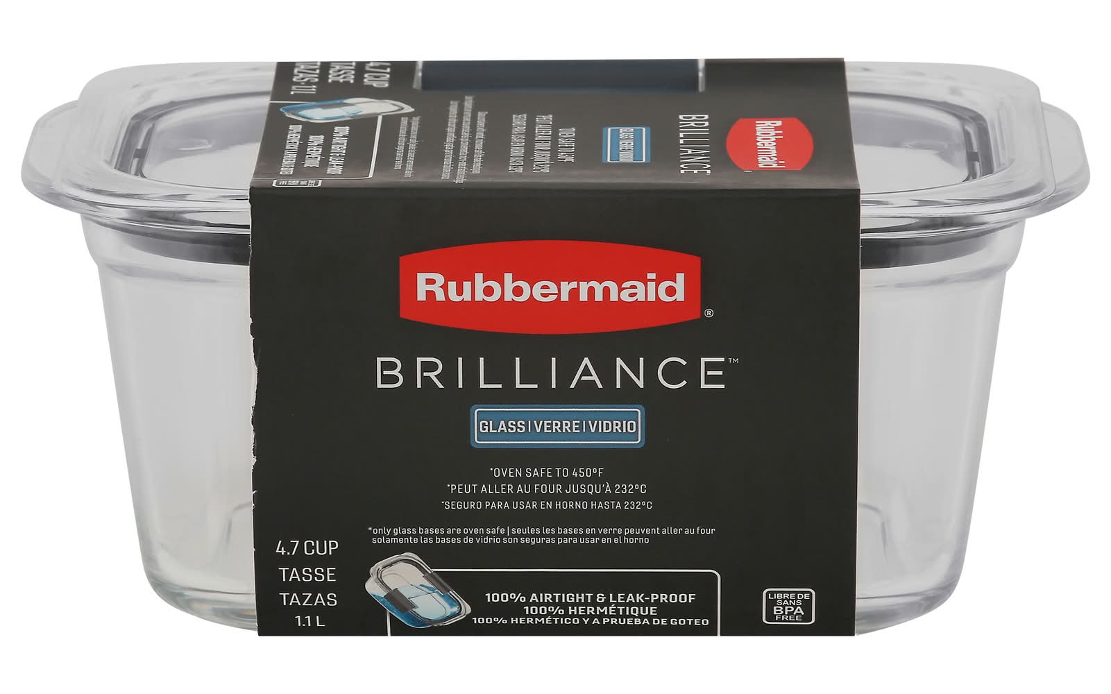 Rubbermaid Brilliance Glass 4.7 Cup Container