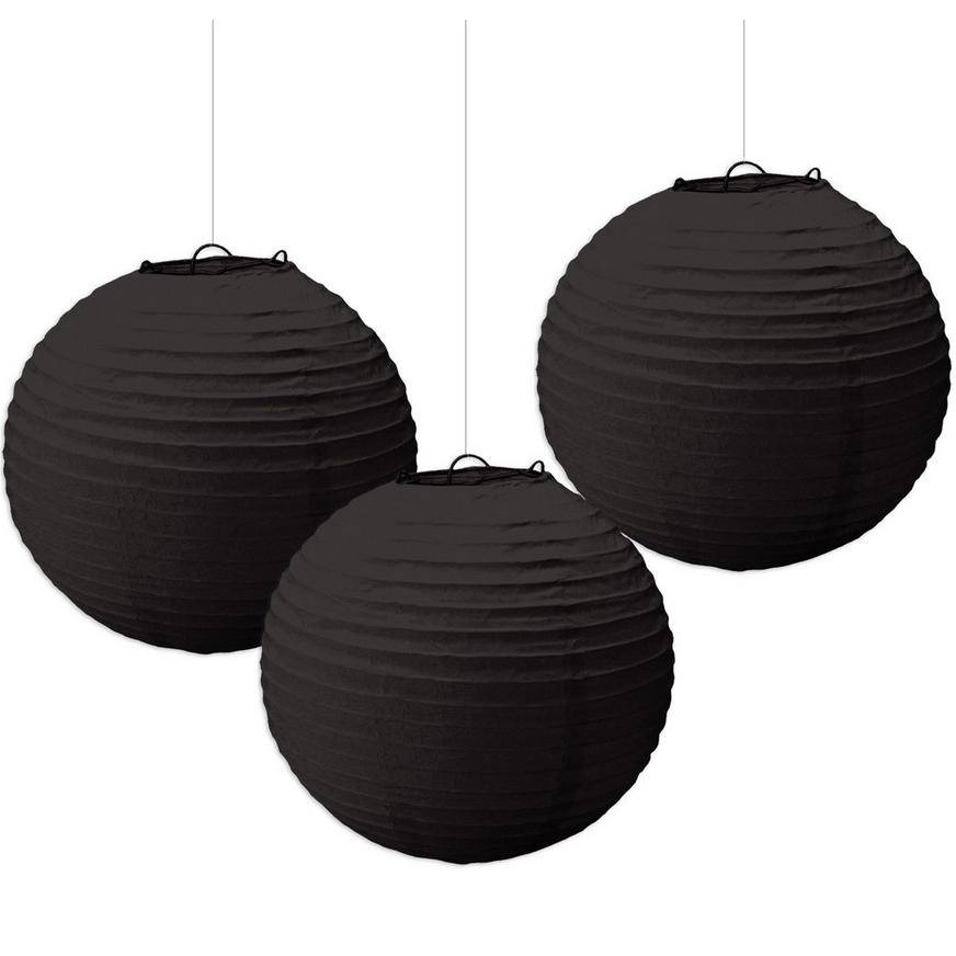 Black Paper Lanterns, 3ct