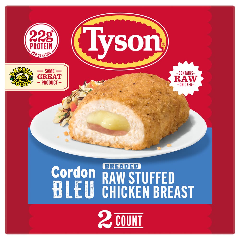 Tyson Breaded & Stuffed Meal Entrees, Chicken Cordon Bleu (10 oz, 2 ct)