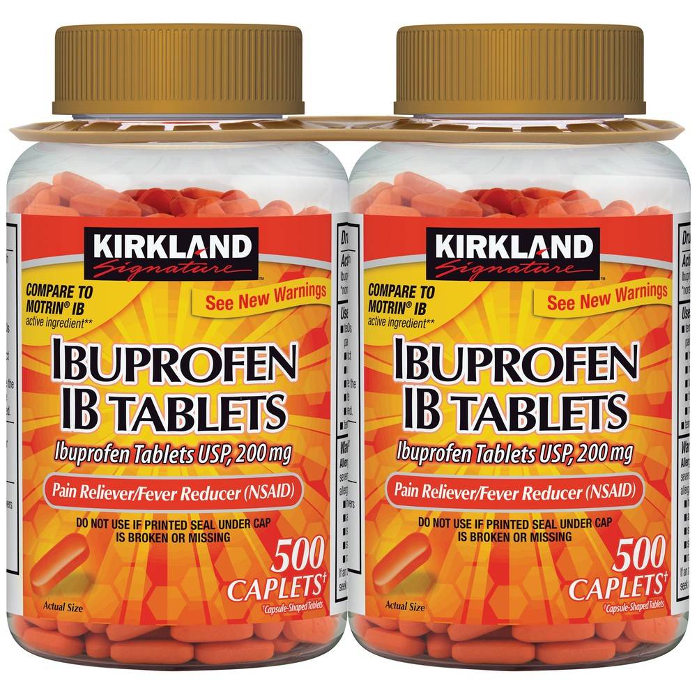 Kirkland Signature Ibuprofen Ib 200 mg Pain Reliver Caplets (1000 ct)