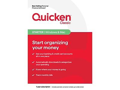 Quicken Classic Starter For 1 User, Windows/Mac/Android/Ios, Download