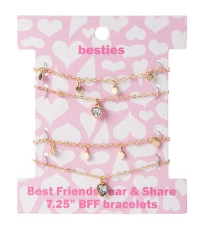 Best Friends Tear & Share Bracelets 2-Pack Rhinestone Heart