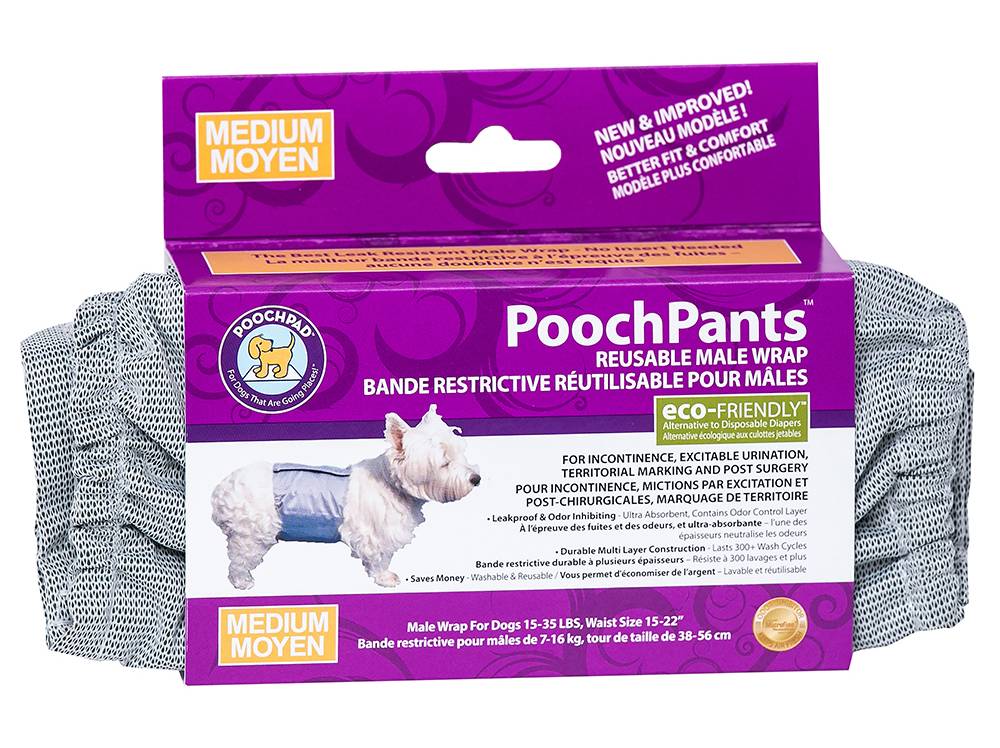 PoochPants Reuseable Male Dog Diaper Wrap (Medium)