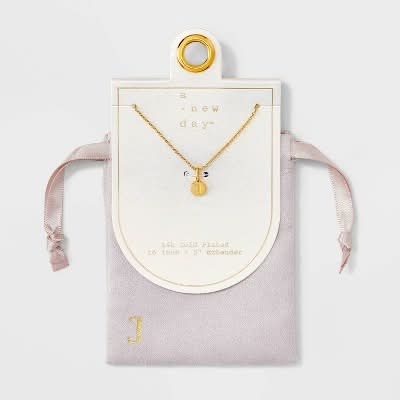 A New Day 14K Gold Plated Round J Initial Necklace