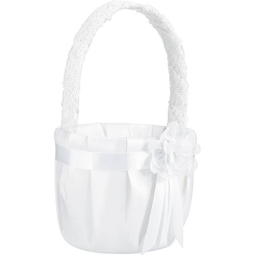 Party City Sequin Flower Girl Basket (white )