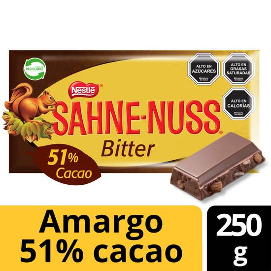 Sahne nuss chocolate bitter 51% cacao con almendras