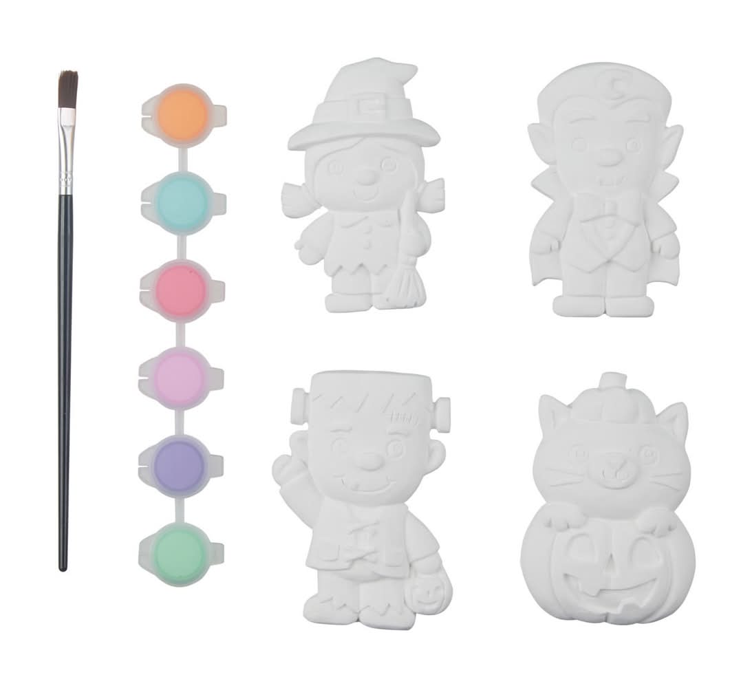 Halloween Diy Figurine Kit With Paint Pots 4 Ct