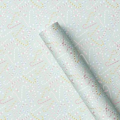 Wondershop Candy Canes Christmas Gift Wrap, 25 Sq Ft, Mint