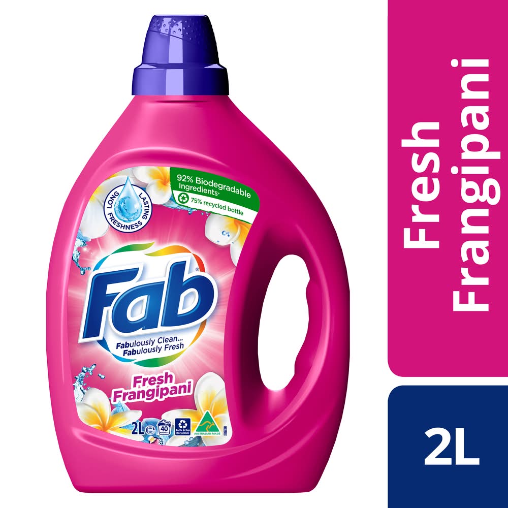 Fab Front & Top Load Laundry Liquid Detergent 40 Washes, Fresh Frangipani (2L)
