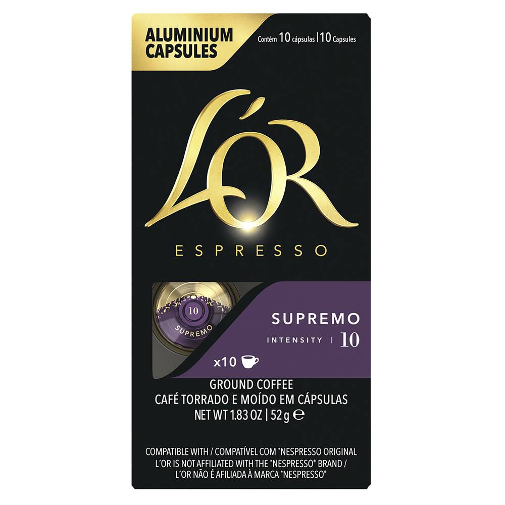 L'OR Espresso Supremo Intensity Coffee Capsules (52g, 10 pack)