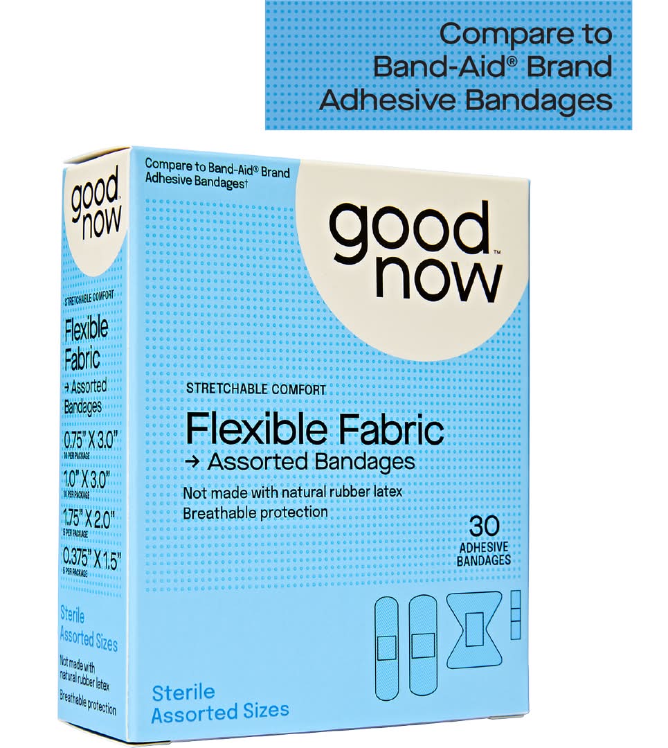 Goodnow Stretchable Comfort Flexible Assorted Fabric Bandages, Assorted (30 ct)