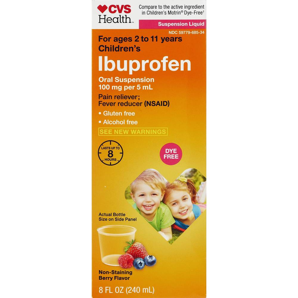 CVS Health Children's Ibuprofen Pain Reliever & Fever Reducer Oral Suspension, Berry (8 fl oz)