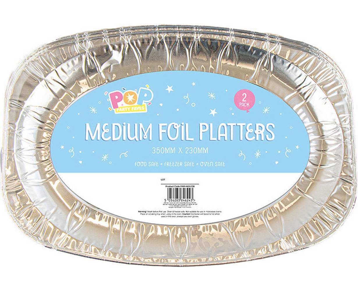 Pop Party Faves Medium, Foil Platters (2 pack)