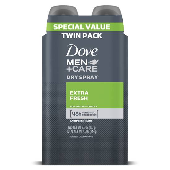 Dove Men+Care Dry Spray Antiperspirant Deodorant - Extra Fresh, 3.8 oz, 2 ct