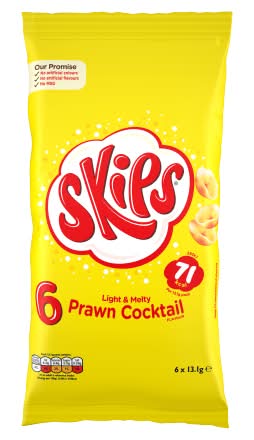 Skips Prawn Cocktail, Light & Melty Crisps Multipack (6 x 13.1g)