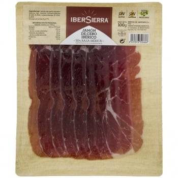 Jamón de Cebo Ibérico 50% Raza Ibérica en lonchas IberSierra sin gluten y sin lactosa 100 g