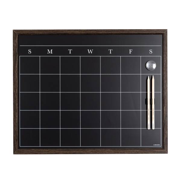 U Brands Magnetic Chalk Calendar Board, 16 x 20, Rustic Wood Frame