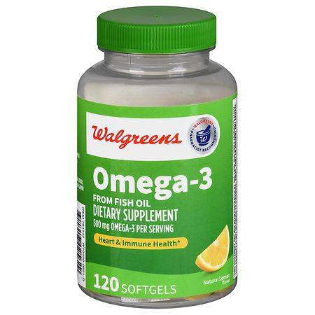 Walgreens Omega-3 From Fish Oil Softgels Natural Lemon 500 mg (120 ct)
