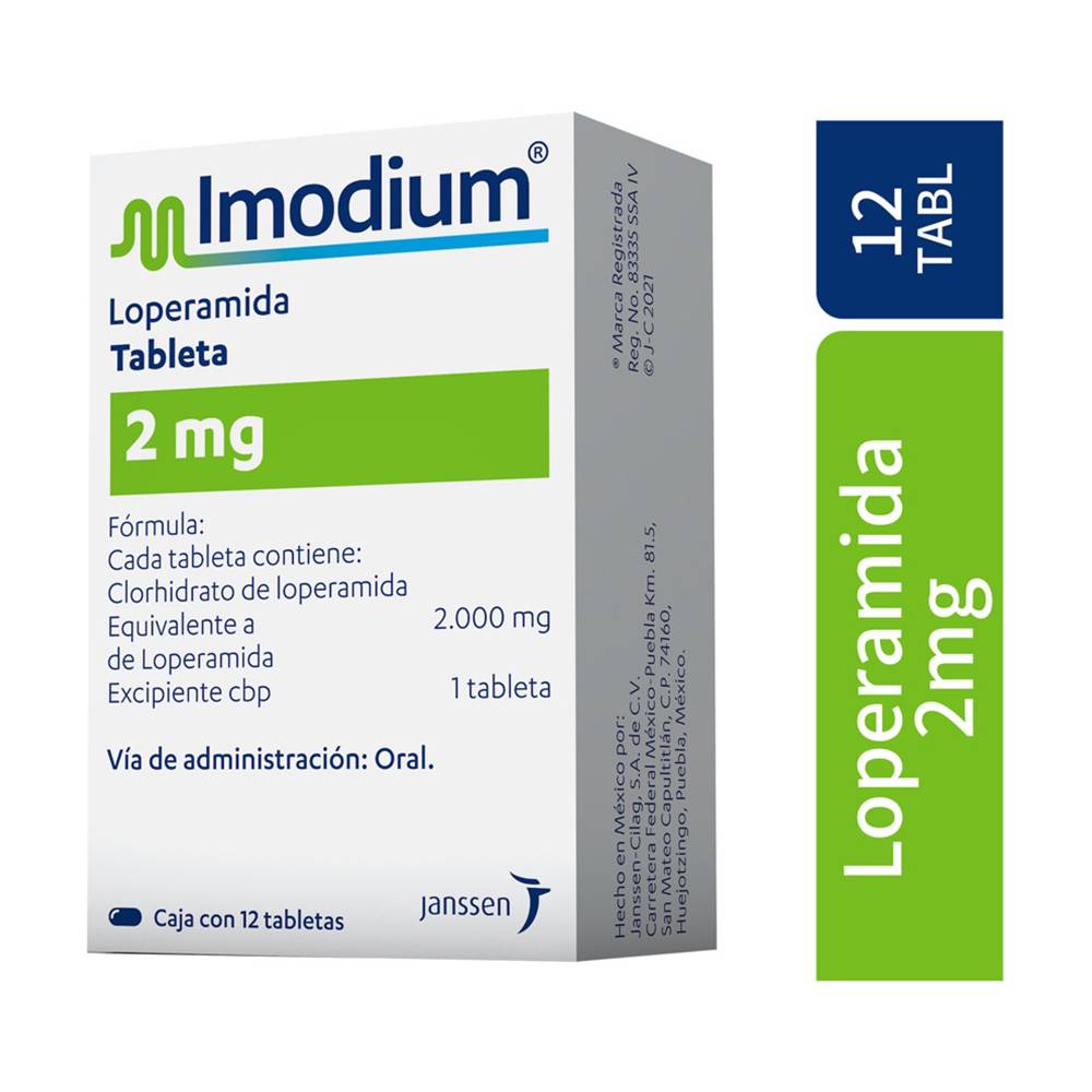 Janssen imodium loperamida tabletas 2 mg (12 piezas)
