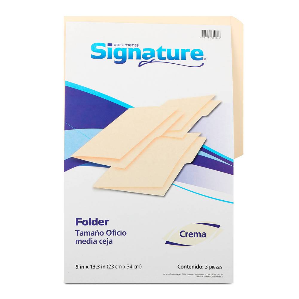 Signature folder oficio crema (pack 3 piezas)
