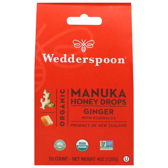 Wedderspoon Organic Ginger Manuka Honey Drops