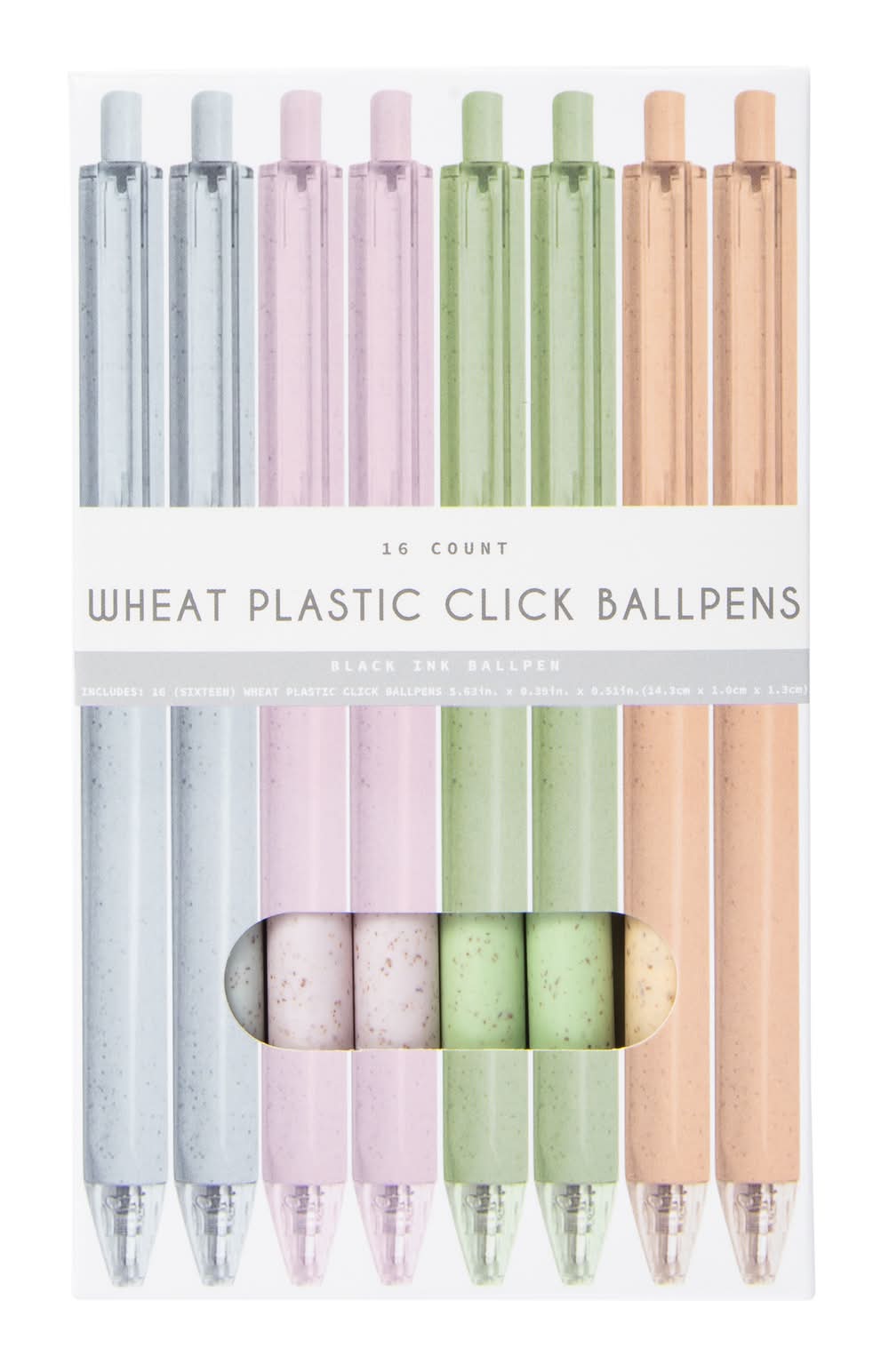 16-Count Wheat Plastic Click Pens Pastel