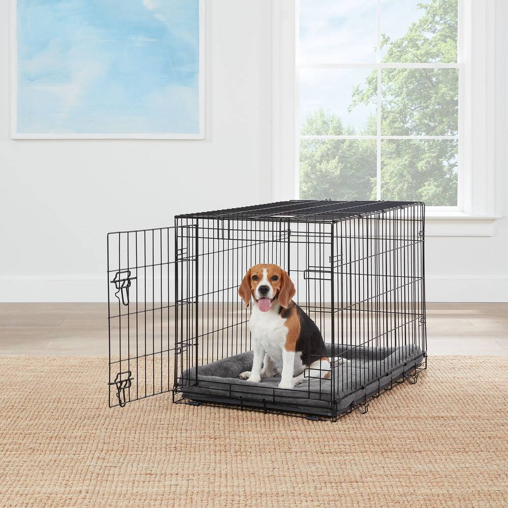 Top Paw® Single Door Folding Wire Dog Crate (Color: Black, Size: 36\"L X 23\"W X 25\"H)