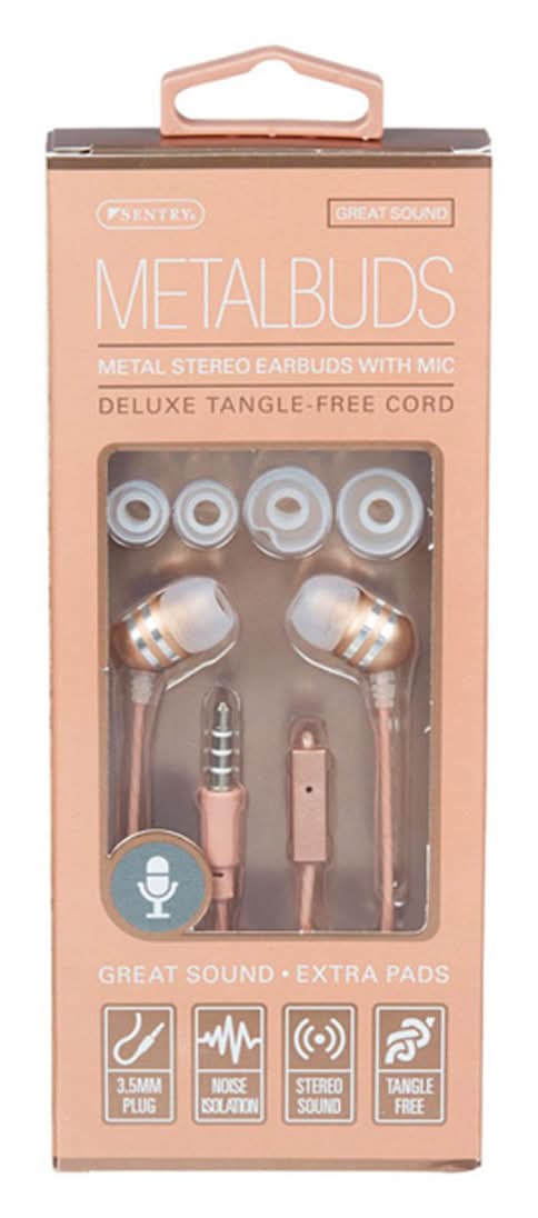 Sentry Talk Buds Metal Earbuds, Black