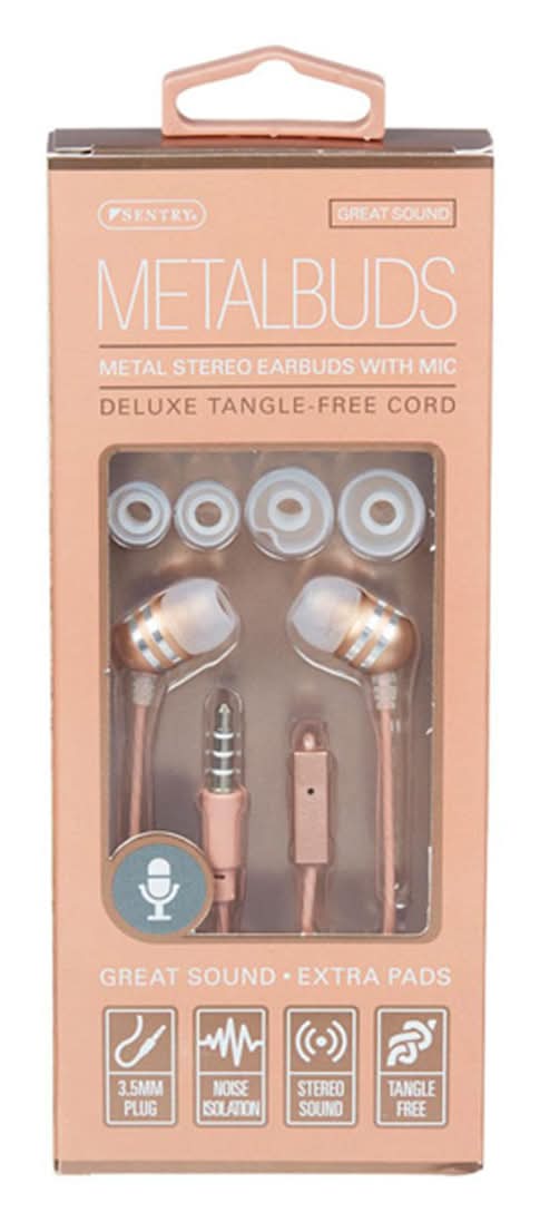 Sentry Talk Buds Metal Earbuds, Black
