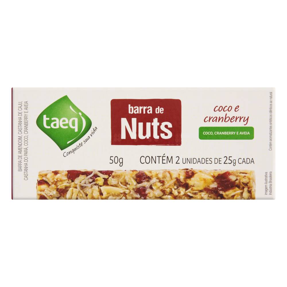Taeq barra de nuts com coco e cranberry (2x25g)