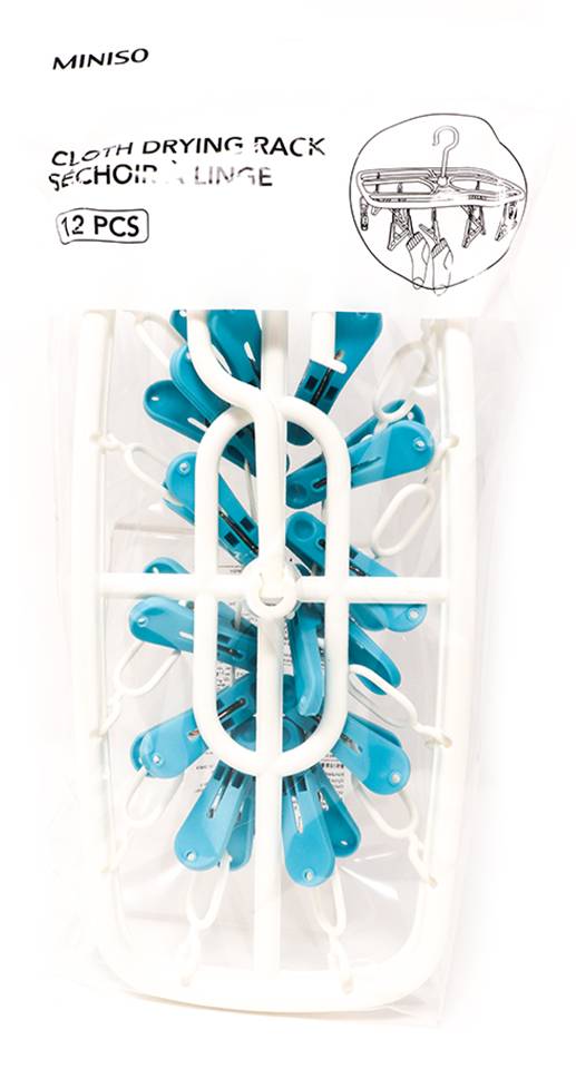 Miniso · Tendedero vertical con pinzas, blanco