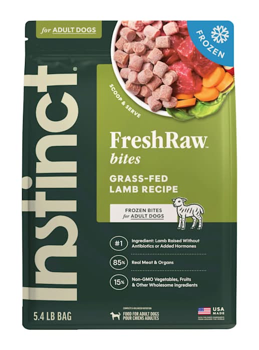 Instinct Frozen Raw Bites Grain Free Grass Fed Lamb Recipe Dog Food, 5.4 lbs.