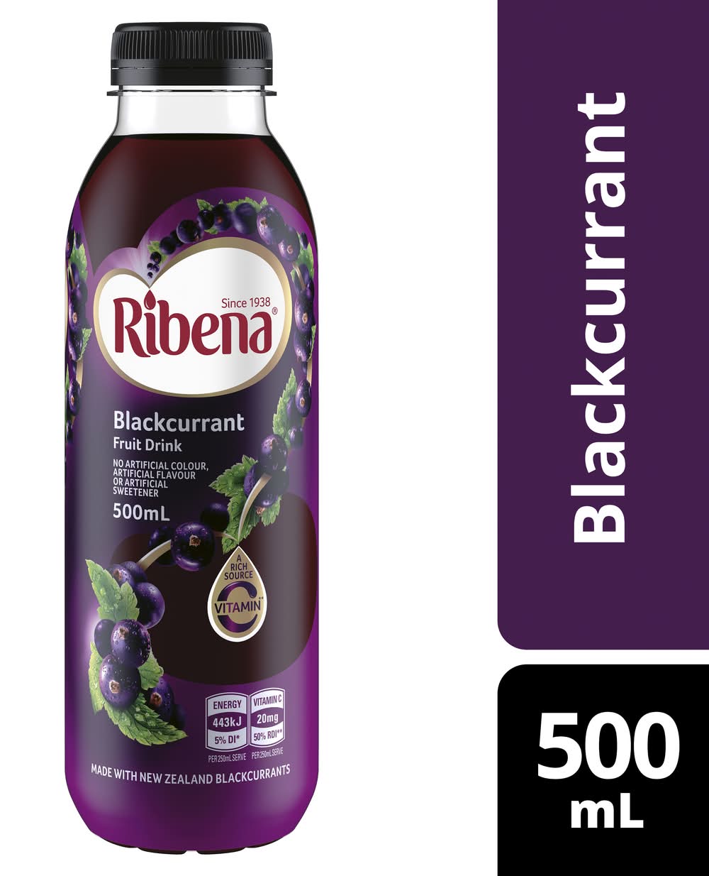 Ribena Fruit Drink, Blackcurrant (500mL)