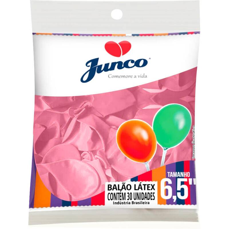 Junco balão látex liso (tam 6,5"/rosa)